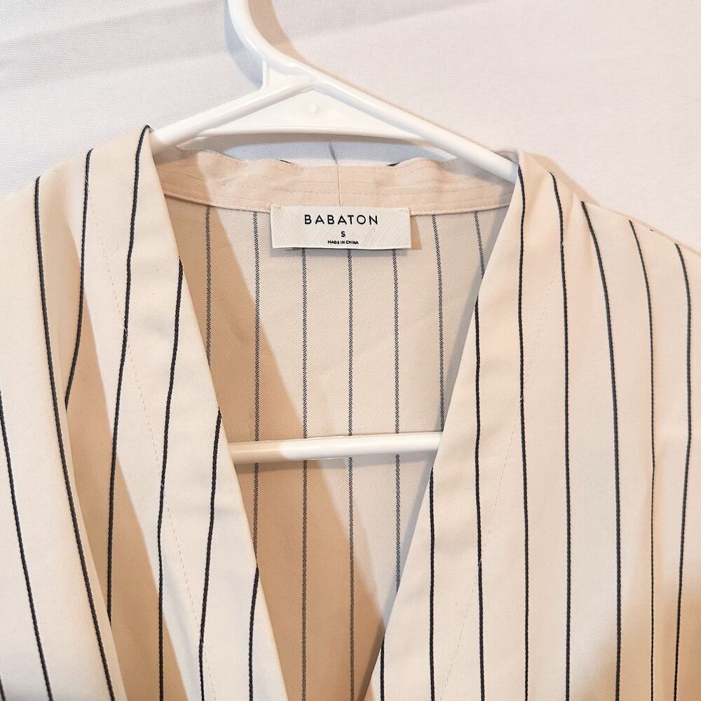 ARITZIA Babaton Kaltag Tie Front Pinstripe Striped Wrap Top… - Picture 3 of 4